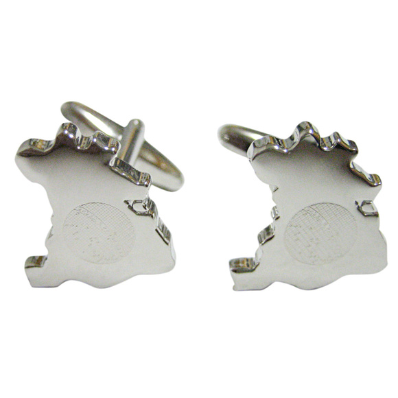 Brazil Map Shape and Flag Design Cufflinks - Picture 1 of 2